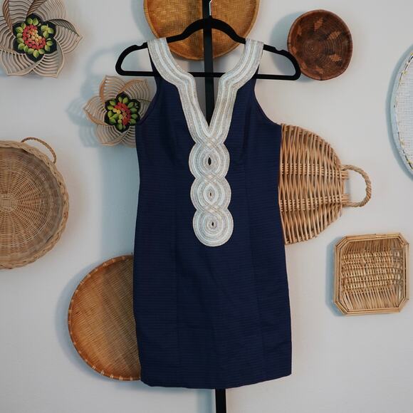 NEW Lilly Pulitzer Valli Shift Dress True Navy Womens Size 00 - Picture 2 of 10